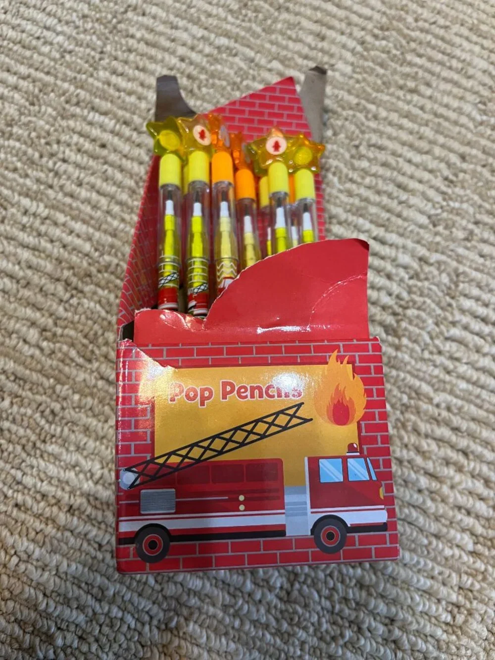 Pencils - Fire Truck Themed Pencils -Caps Erasers Kids School/Party Favors (NEW)